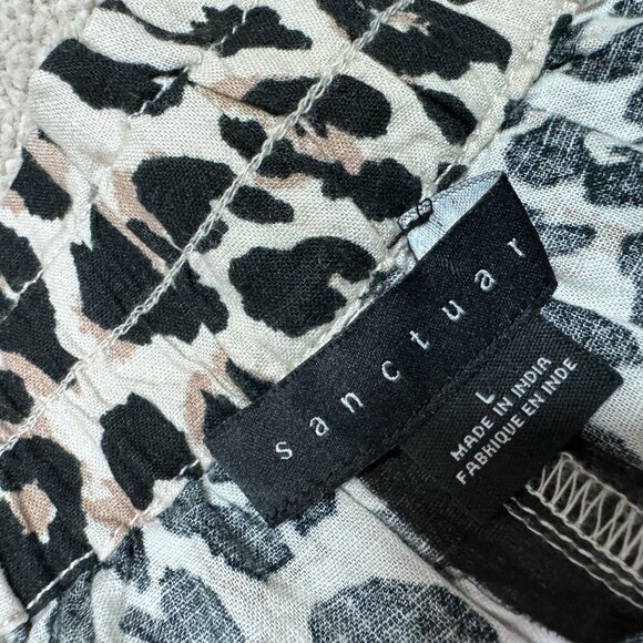 Sanctuary Shorts Brown Black Animal Print Elastic Waist Drawstring Pockets Large - Picture 9 of 10